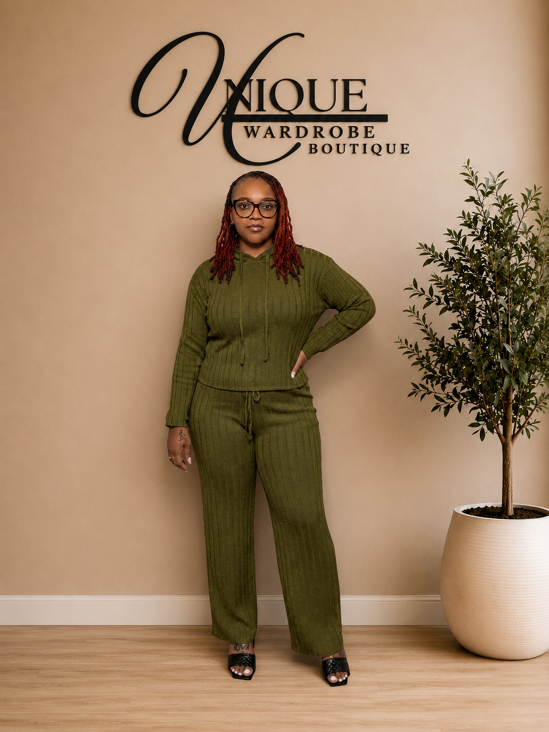 ZOLA KNIT SET (OLIVE)