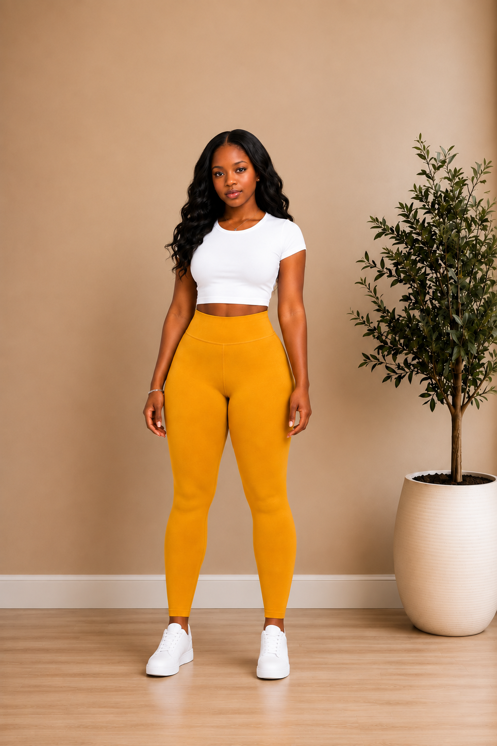 FLEECE HIGH WAISTED LEGGINGS (MUSTARD)