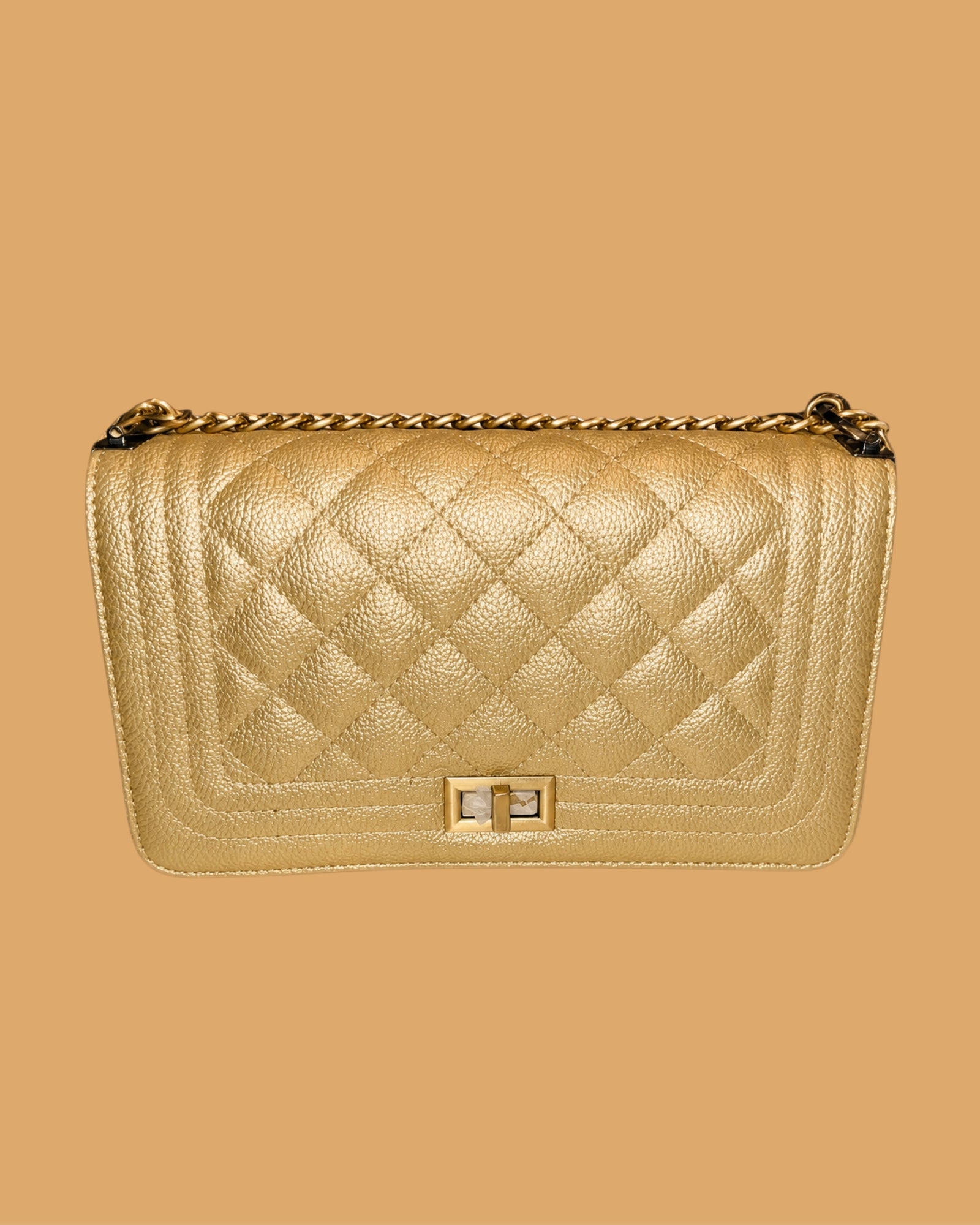 STITCHED CROSSBODY HANDBAG (GOLD)