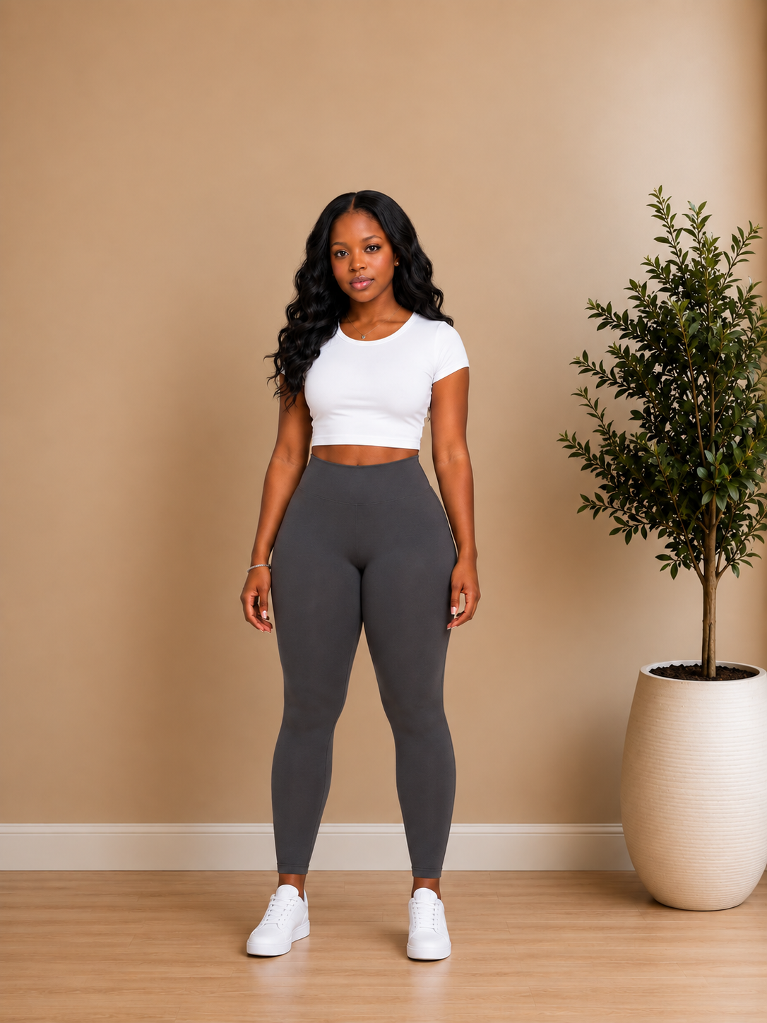 FLEECE HIGH WAISTED LEGGINGS (CHARCOAL)