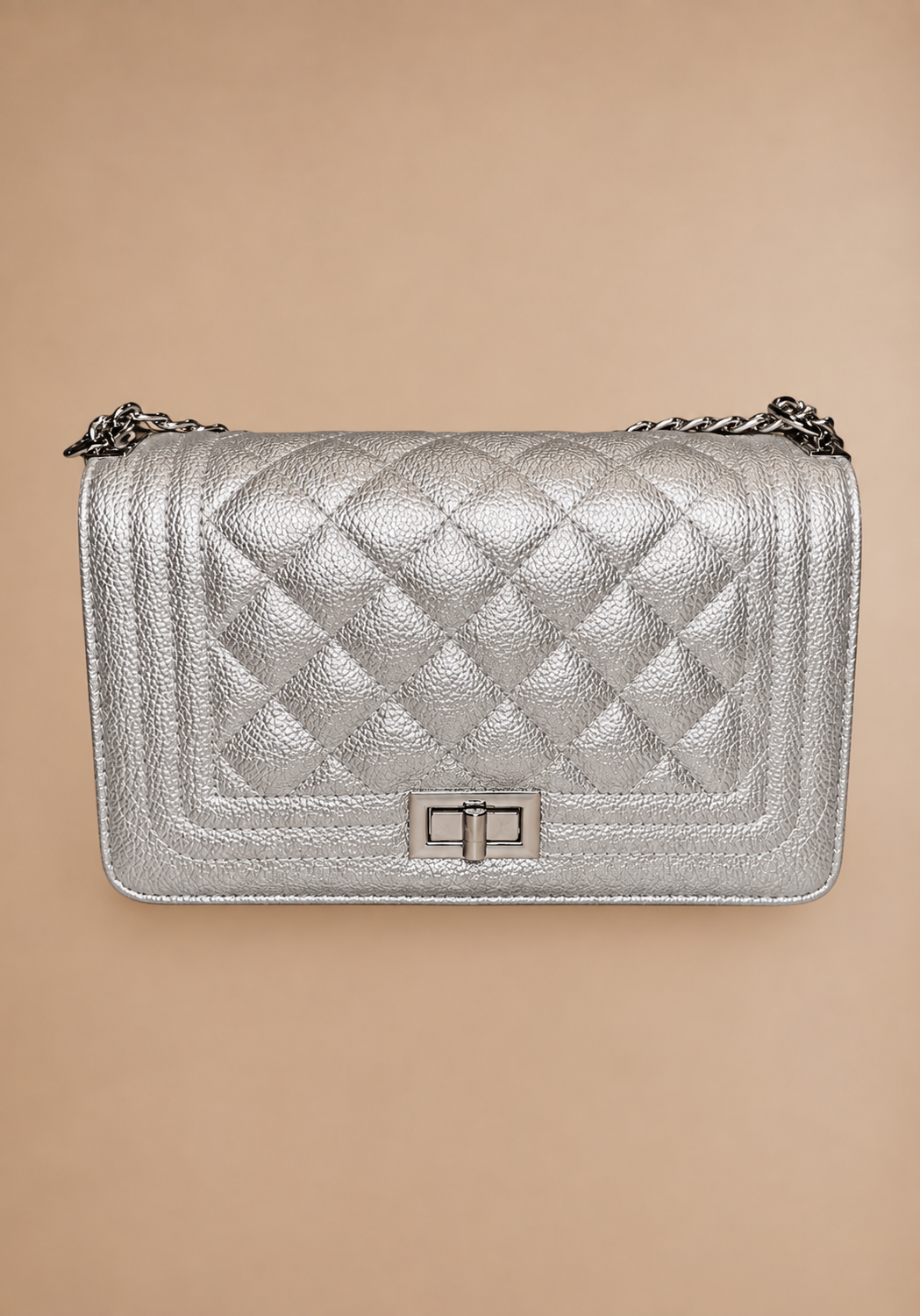 STITCHED CROSSBODY HANDBAG (SILVER)