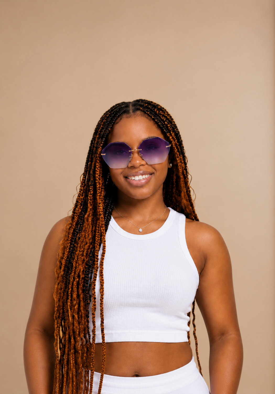 RIMLESS BUTTERFLY SUNGLASSES (PURPLE)