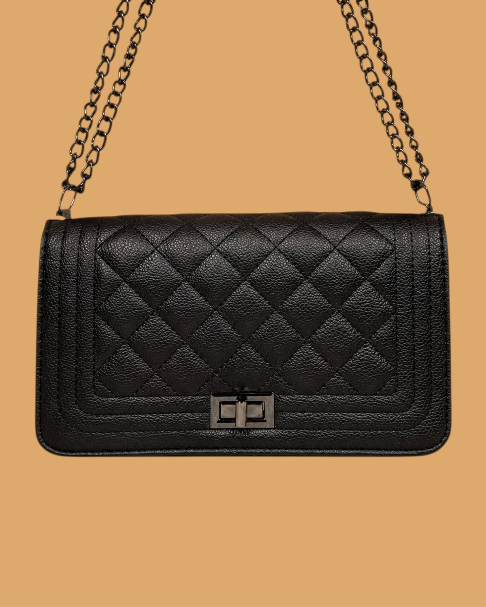 STITCHED CROSSBODY HANDBAG (BLACK)