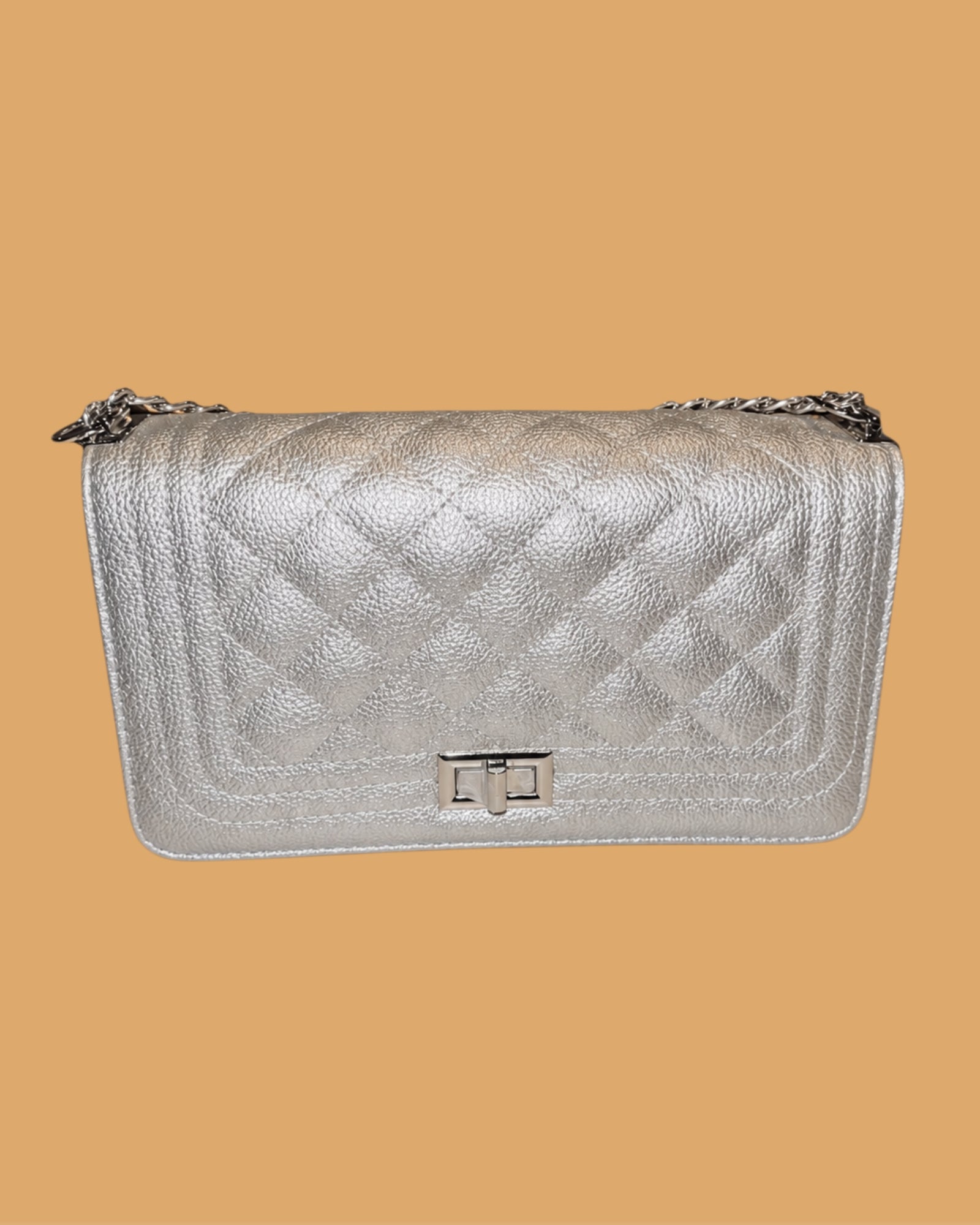 STITCHED CROSSBODY HANDBAG (SILVER)