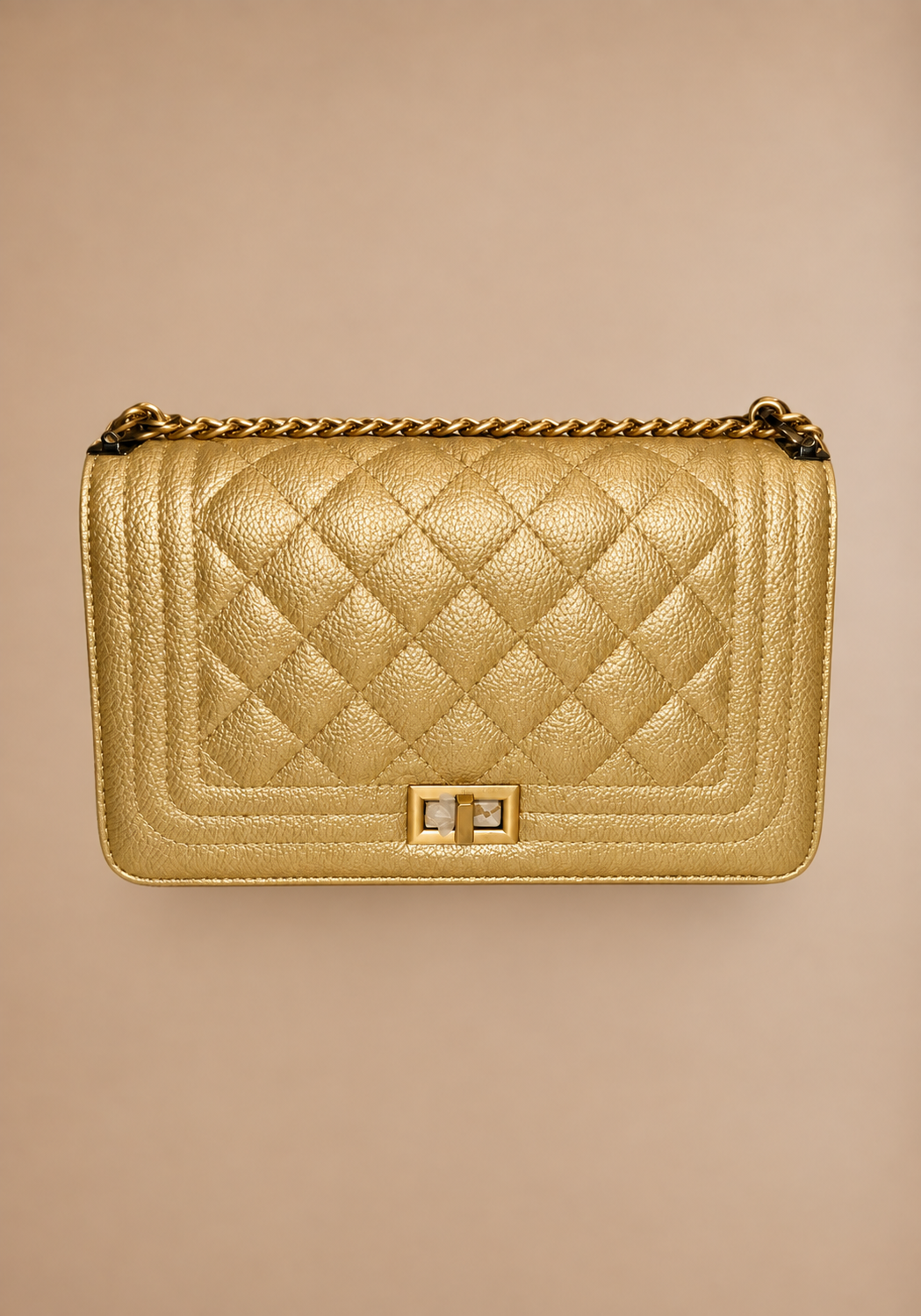 STITCHED CROSSBODY HANDBAG (GOLD)