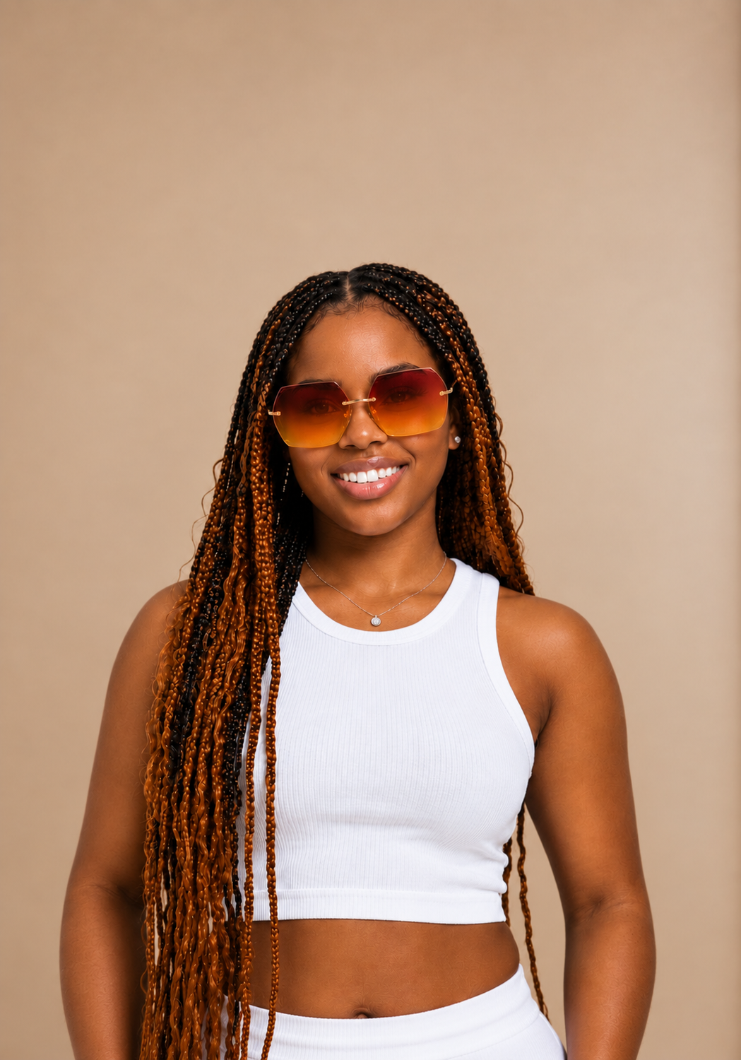 RIMLESS BUTTERFLY SUNGLASSES (YELLOW)