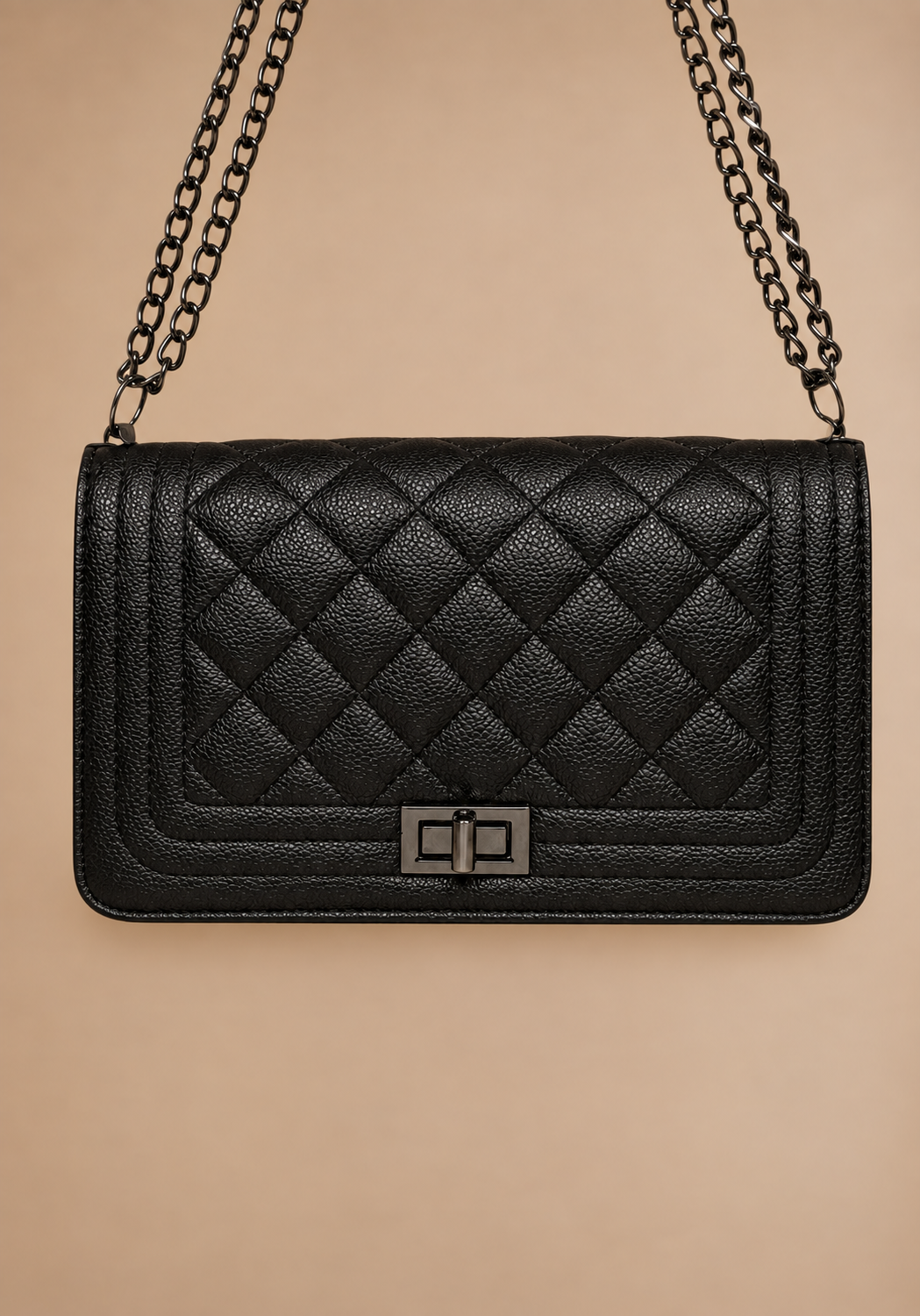 STITCHED CROSSBODY HANDBAG (BLACK)
