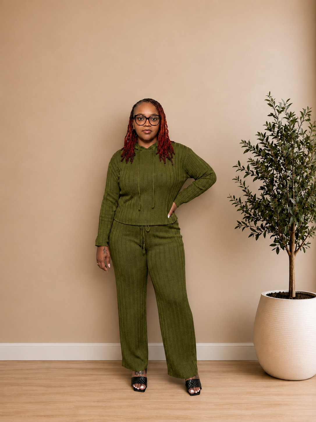 ZOLA KNIT SET (OLIVE)