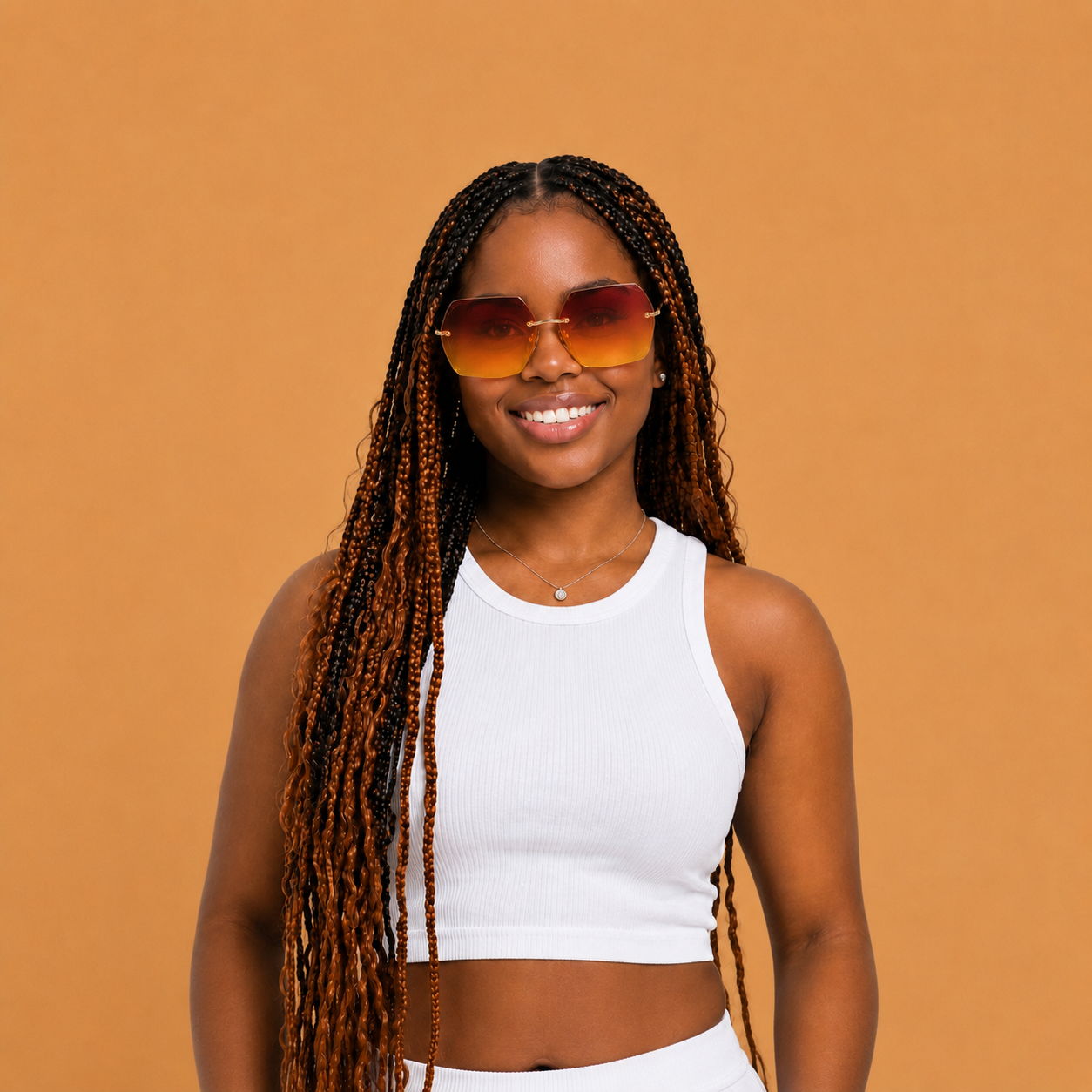 RIMLESS BUTTERFLY SUNGLASSES (YELLOW)
