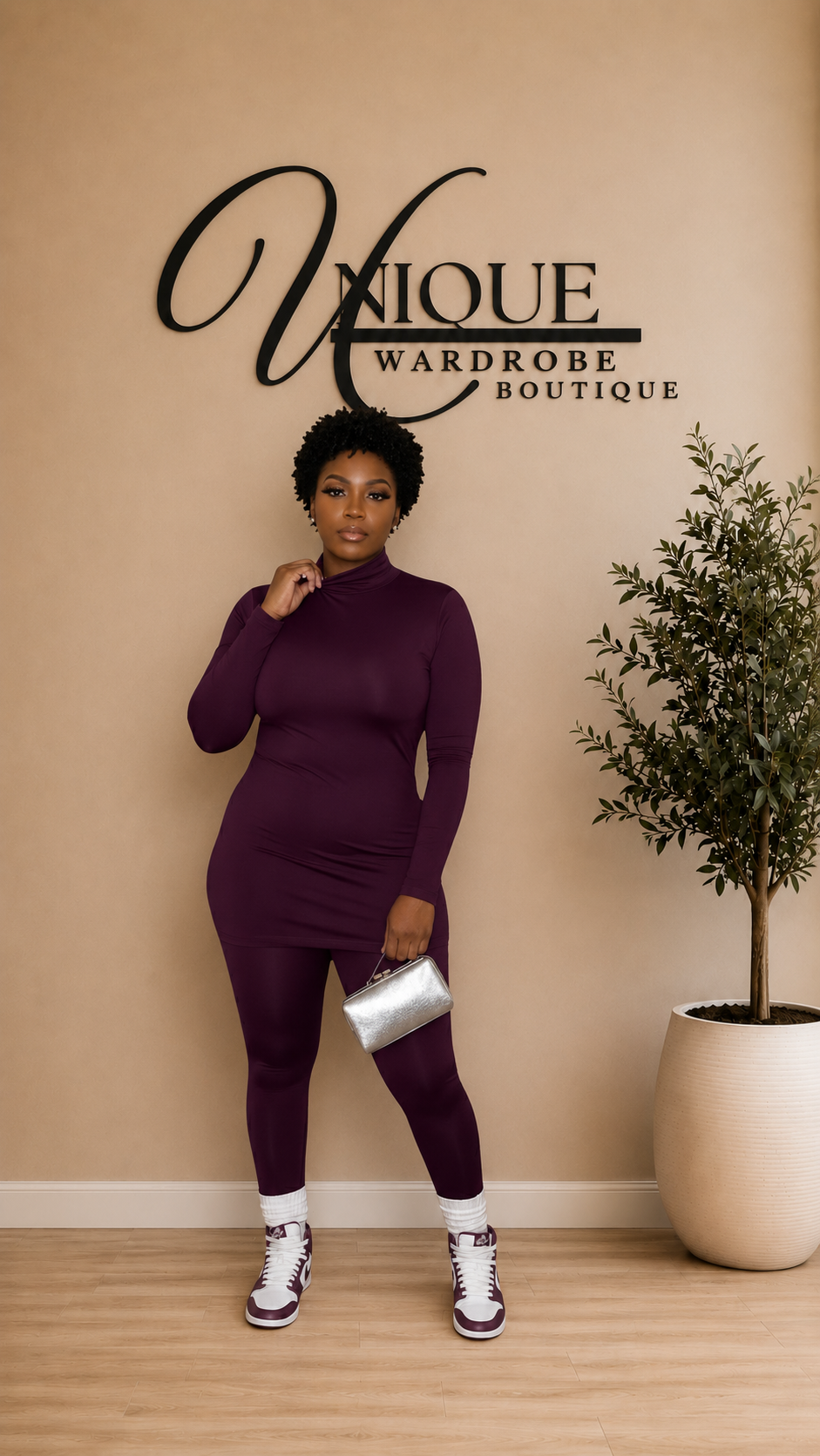 LASHA’S TURTLENECK LEGGING SET (DK PLUM)