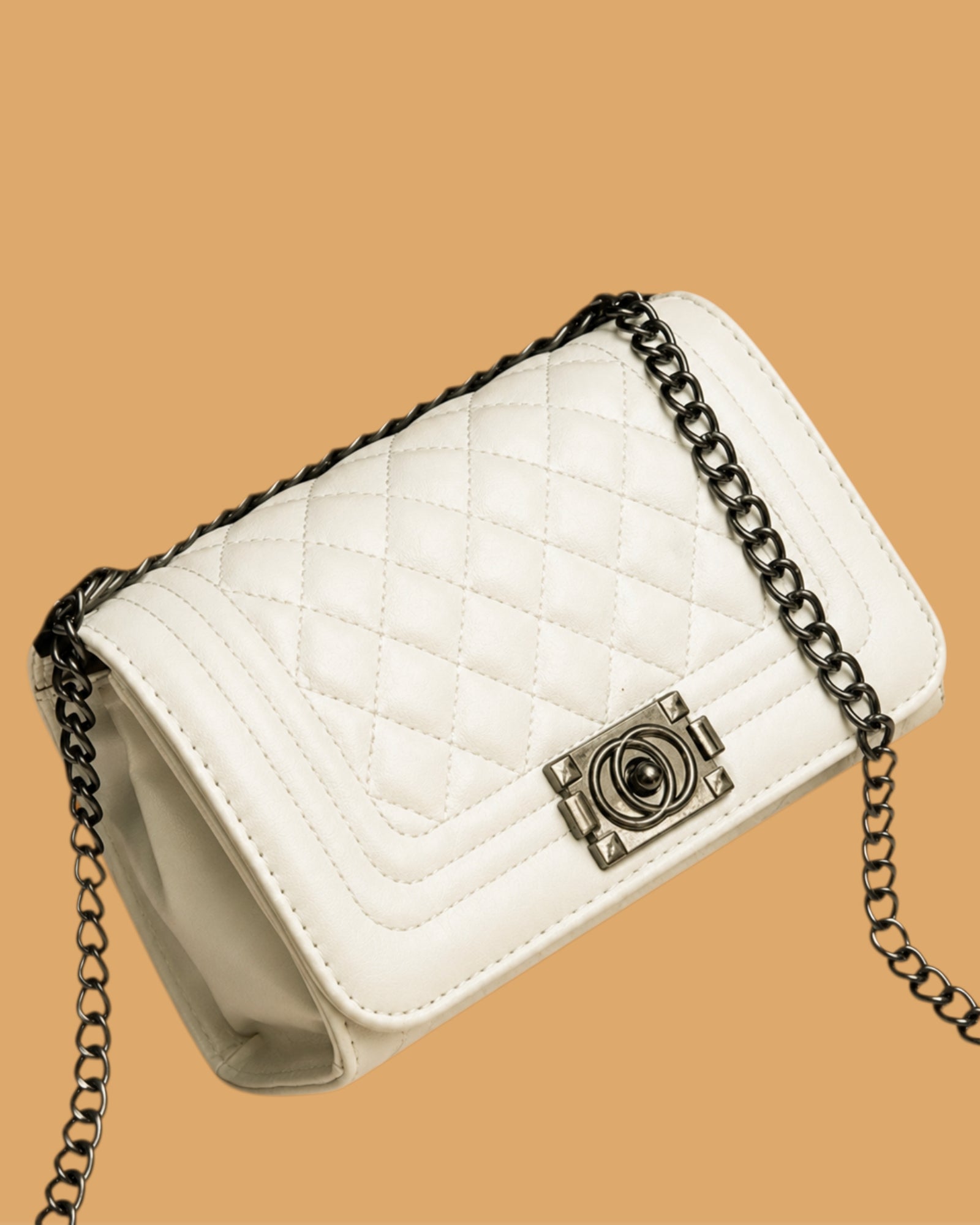 STITCHED CROSSBODY HANDBAG (WHITE)