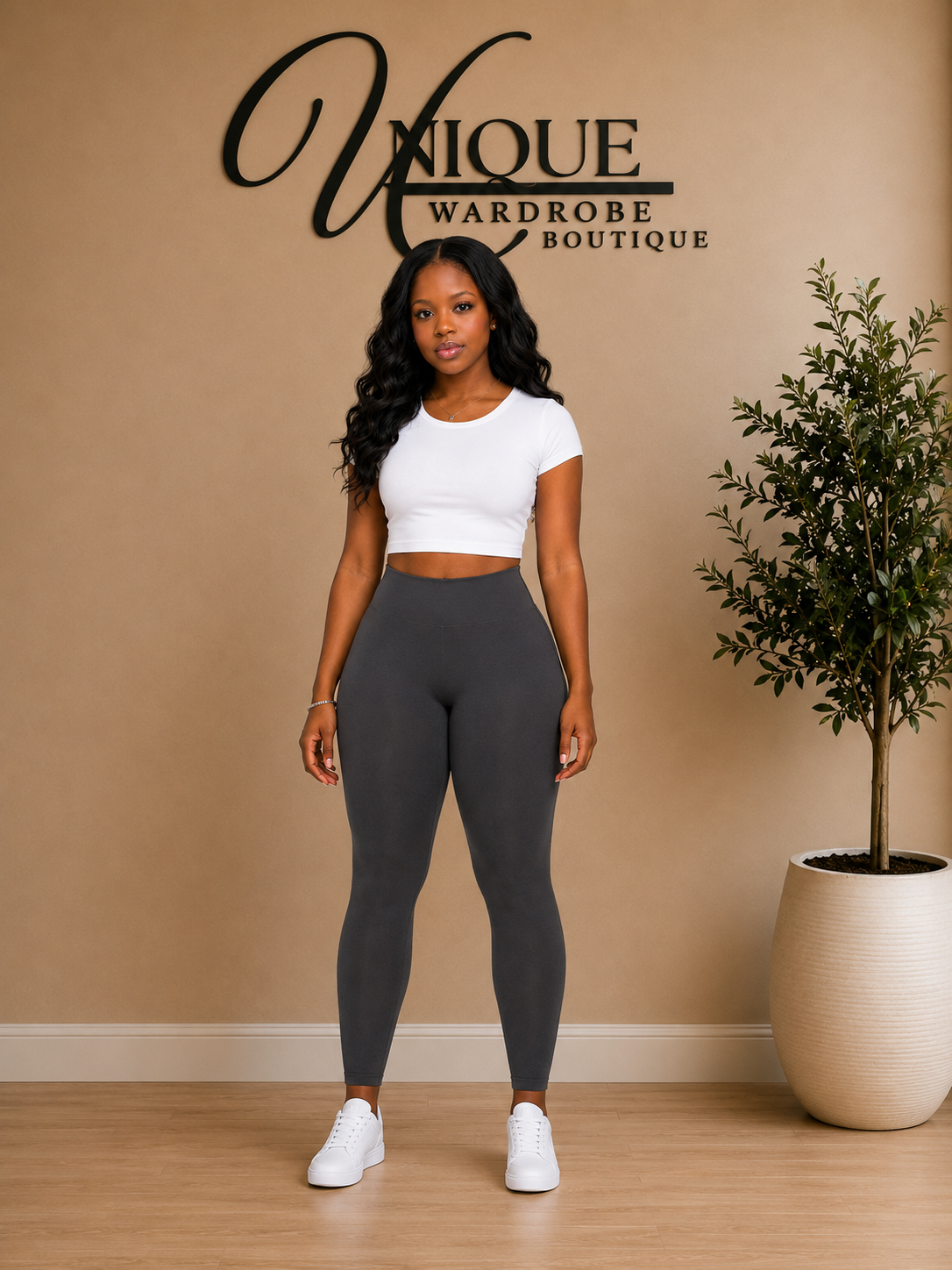 FLEECE HIGH WAISTED LEGGINGS (CHARCOAL)