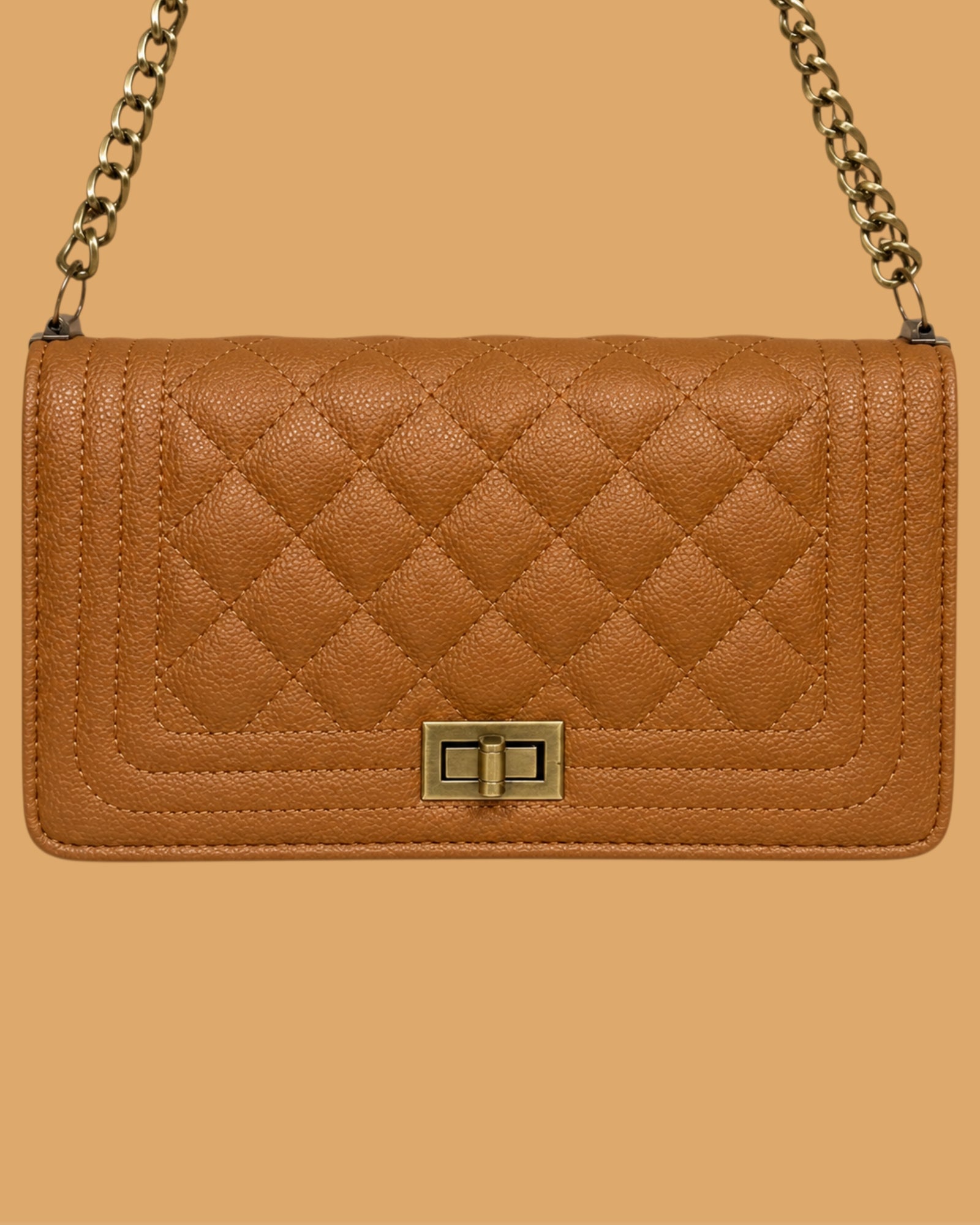 STITCHED CROSSBODY HANDBAG (TAN)
