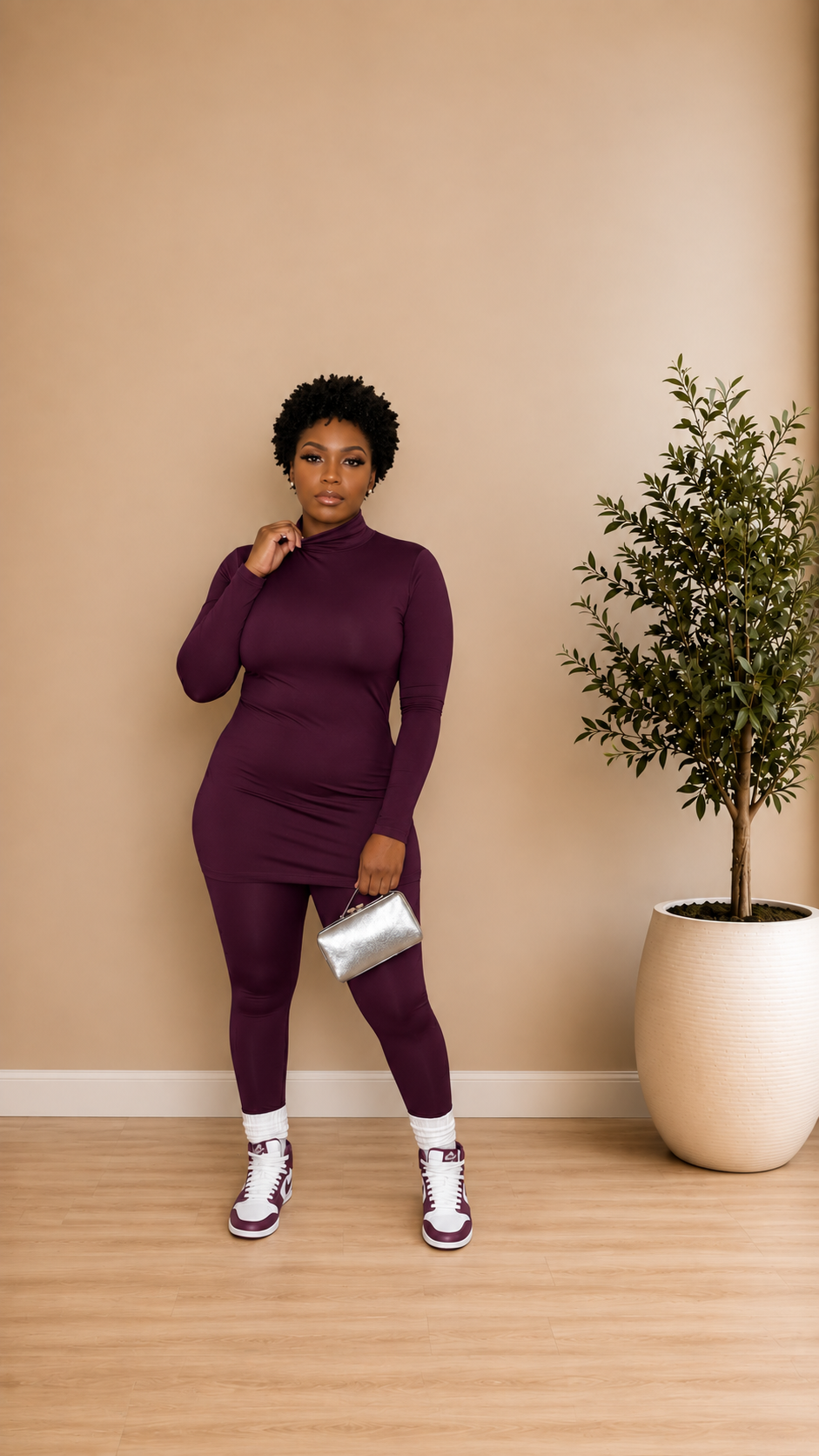 LASHA’S TURTLENECK LEGGING SET (DK PLUM)